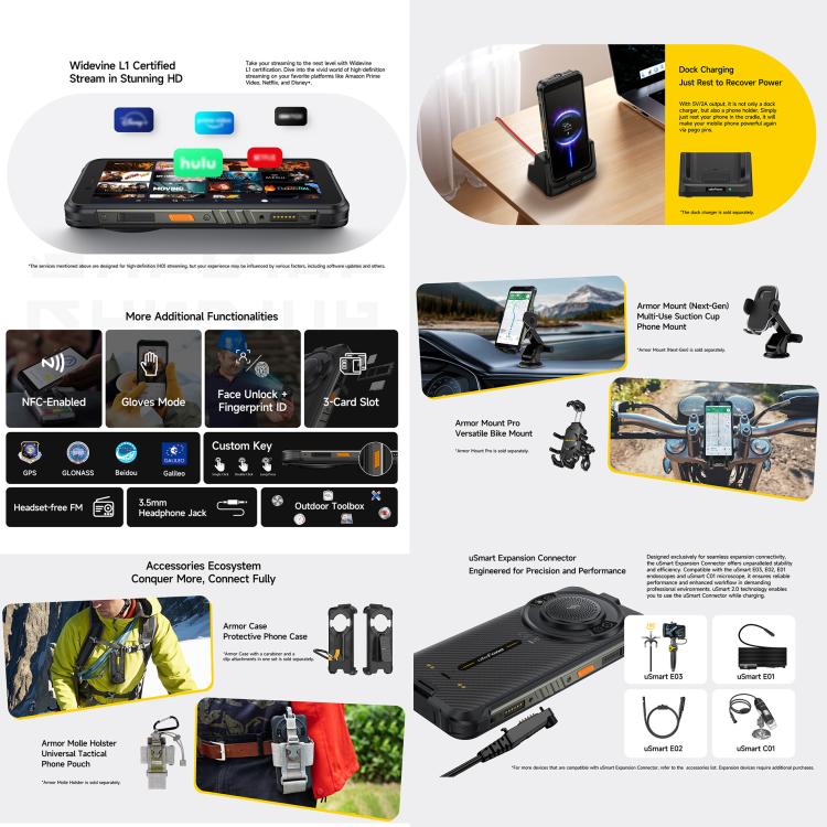 Ulefone Ulefone RugKing, 8 GB + 128 GB, (IP68/IP69K), 5,99 Zoll, Android 15, Unisoc T7255 Octa-Core-Prozessor, Netzwerk: 4G, NFC, OTG