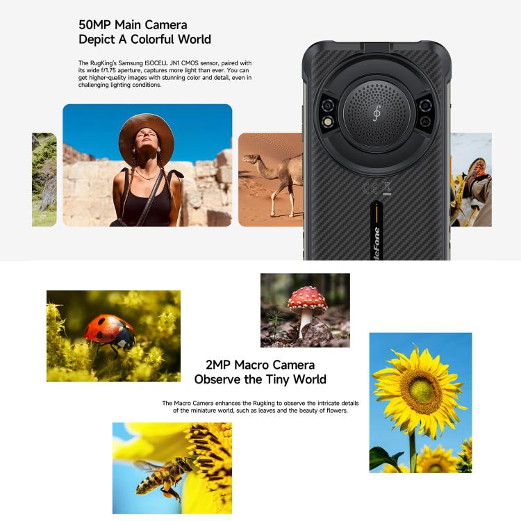 Ulefone Ulefone RugKing, 8 GB + 256 GB, (IP68/IP69K), 5,99 Zoll, Android 15, Unisoc T7255 Octa-Core-Prozessor, Netzwerk: 4G, NFC, OTG