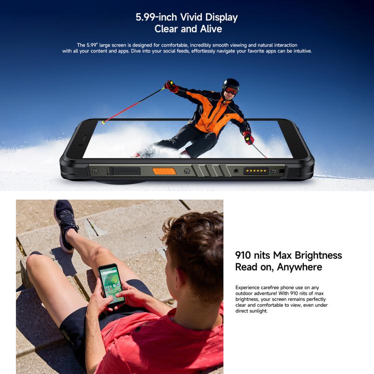Ulefone Ulefone RugKing, 8 GB + 256 GB, (IP68/IP69K), 5,99 Zoll, Android 15, Unisoc T7255 Octa-Core-Prozessor, Netzwerk: 4G, NFC, OTG