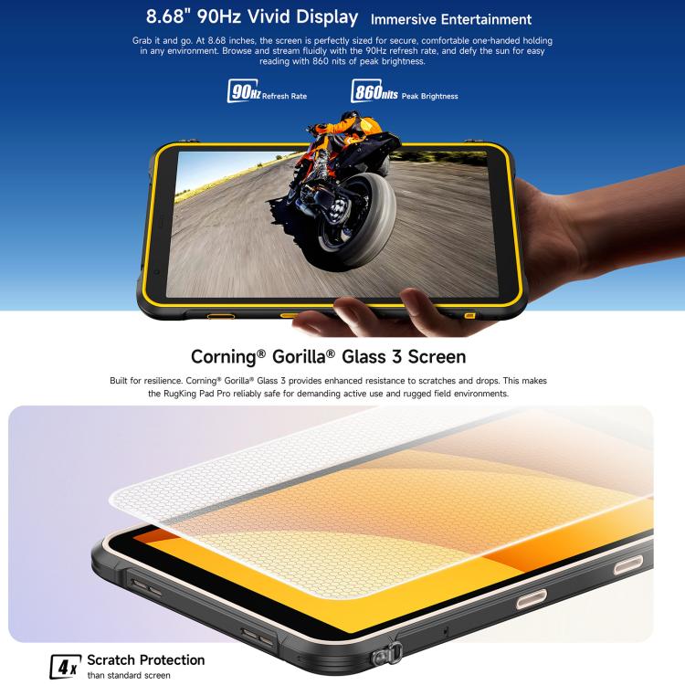 Ulefone Ulefone Rugking Pad Pro, 8 GB + 128 GB, 8,68 Zoll, Android 16, Unisoc T7250 Octa-Core-Prozessor, 4G